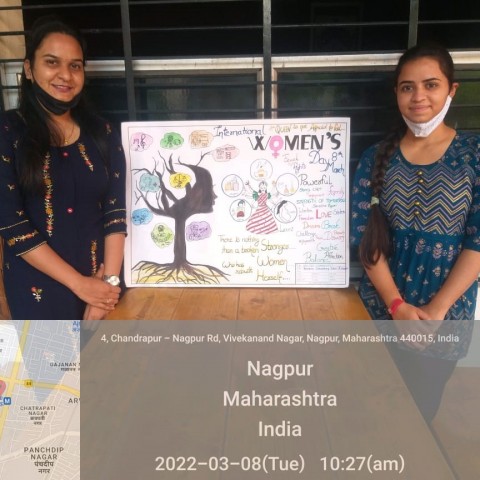 Students at Poster making Competition on Women's Day- 2022