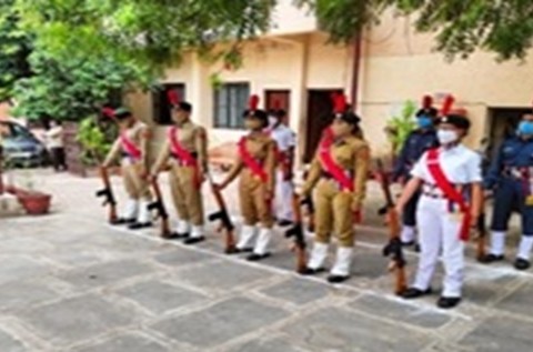Student of Santaji leading the Guard of Honour